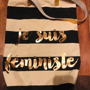 Cute striped “feministe” canvas tote